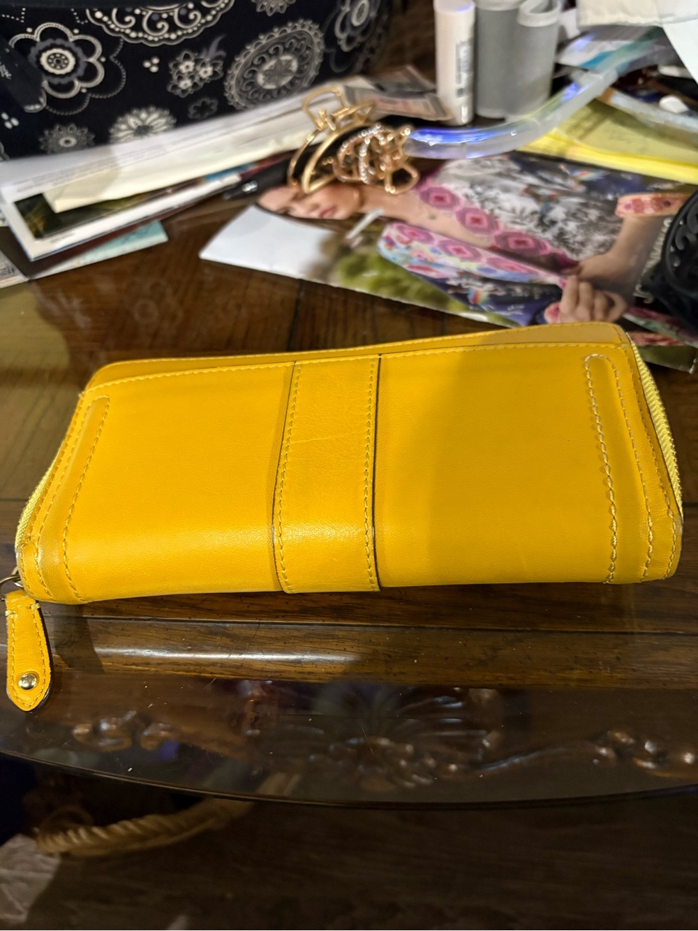 Coach Yellow Leather Buckle Wallet - Picture 4 of 9